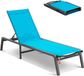Vevor Ligstoel, Strandligstoel met Ligfunctie en Volledig Vlakke Zonnestoel voor Terras, Strand, Zwembad, 182x60x88cm, Blauw