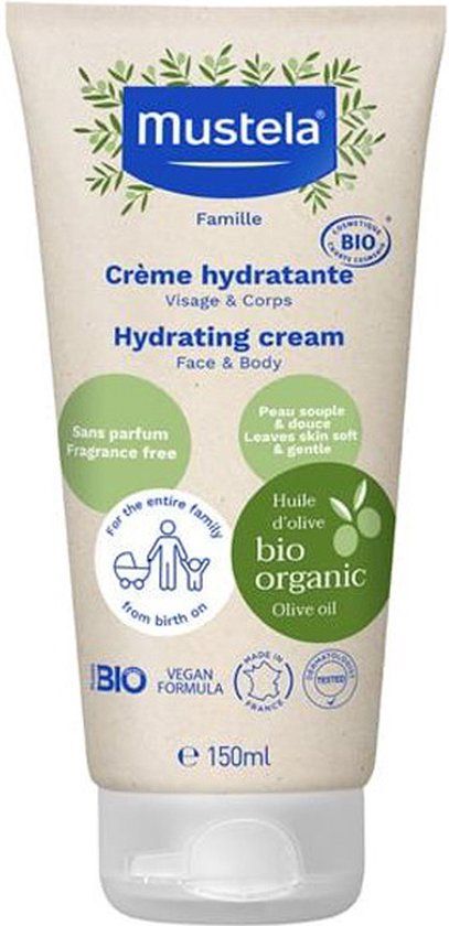Mustela Bébé Bio Crème Hydratante 150ml - Zachte crème voor alle huidtypes - 1 stuk(s)