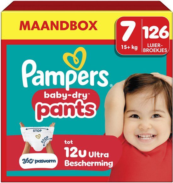 Pampers Baby-Dry Pants - Maat 7 (17+ kg) - 126 Luierbroekjes - Maandbox