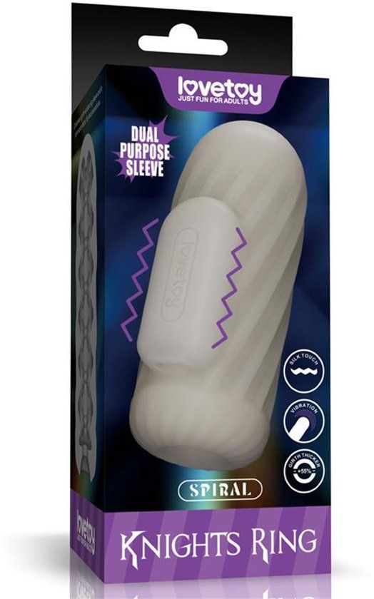 LoveToy Knights Ring Vibrerende Dual Purpose Sleeve Spiraal Wit