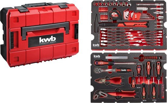 kwb gereedschapskoffer / gereedschapsset, 80-delig, compatibel met Einhell E-Case, robuust en hoogwaardig, ideaal voor huishouden of garage, gevoerd met gereedschapsinzetstukken en schuim in het deksel