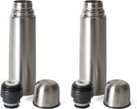 Gerimport Thermosfles - 2x stuks - RVS - 350 ml - isoleerfles met dopbeker - zilverkleurig