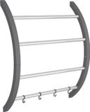 vidaXL Handdoekenrek met haken 56x16x72 cm aluminium zilverkleurig