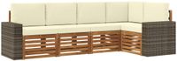 vidaXL - Buiten - bank - set - 5 - st - Natuurlijk - en - Crème - Polyester