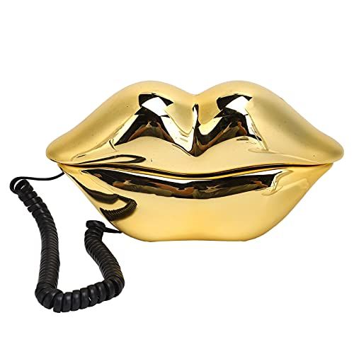 ciciglow Galvaniserende Gouden Lipvormtelefoon, Vaste Telefoon met Telefoonlijn voor Thuiskantoorhotel, Desktoptelefoon met Nummeropslagfunctie