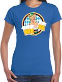 Bellatio Decorations Oktoberfest verkleed t-shirt voor dames - Blauw - Maat M