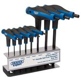 Draper Expert 33873 Expert T-greep, zeskant- en kogelkopsleutelset met zachte grip, 8-delig, blauw