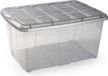 PLASTICFORTE opslagbak organizers met deksel - transparant/grijs - 60 liter - kunststof