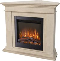 Xaralyn Elektrische haard - Kos-Corner ELE - wit natuursteen - 1500 Watt verwarming - met afstandsbediening