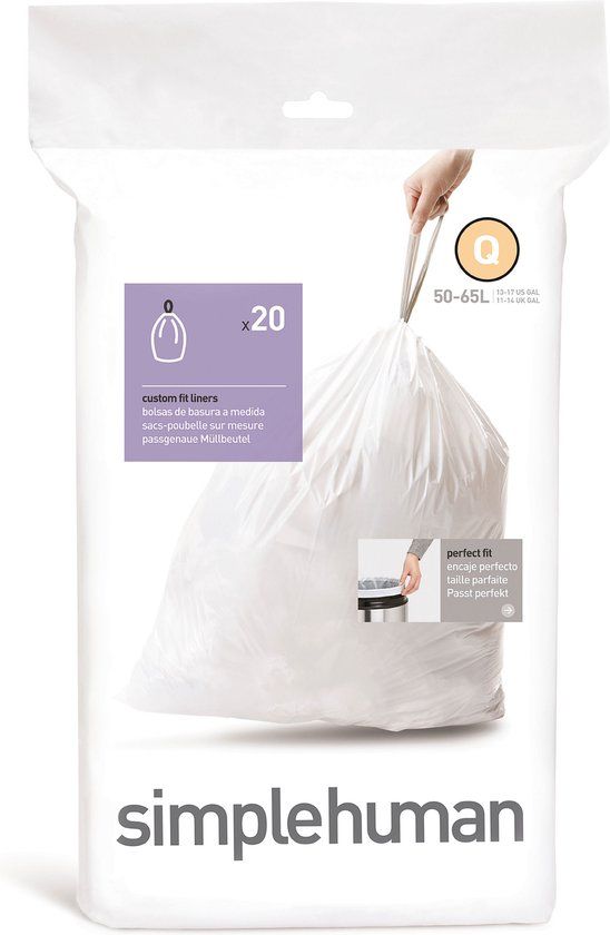 simplehuman Code Q afvalzakken - 50 liter - Wit - 20 stuks