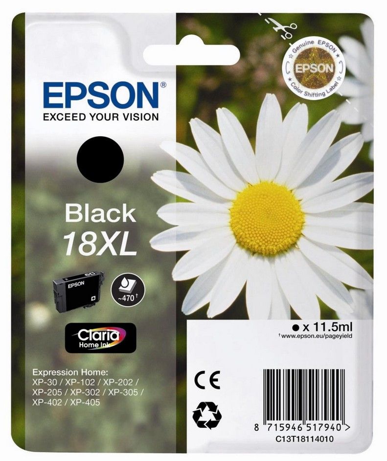 Epson 18XL C13T18114012 Zwart Hoge capaciteit Inktcartridge