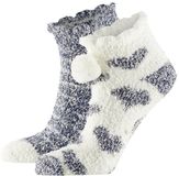 Apollo bedsokken / huissokken - dames - 2-pack - grijs/wit - one size
