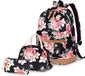 Unyqoos® Ensemble de sacs à dos 3-en-1 – Sac à dos format A4, pour filles et garçons, avec sac à lunch isotherme + trousse