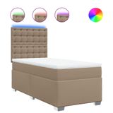 vidaXL Boxspringbed met matras, cappuccino-bruin, 90x200 cm, kunstleer