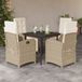 Prolenta Maison Exclusive - 5-delige tuinsets met eetgedeelte, inclusief kussens, in beige kleur, gemaakt van polyrotan