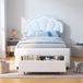 Mofor Lit rembourré une place 90x200 cm - Lit enfant avec LED RVB et tiroir - lit en velours - design coquille - blanc