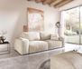 DELIFE Big-sofa Lanzo ribcord beige 230x95 cm avec pouf