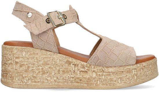 No Stress Dames Beige Suède Croco Sleehakken Maat 36