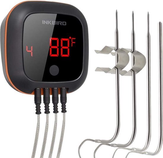 IBT-4XS Bluetooth Vleesthermometer met 4 Probes en USB Oplaadbare Batterij voor Grillen en Koken