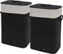 Solutions de rangement Panier à linge - 2x - bambou bois - avec couvercle - noir