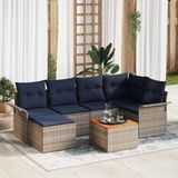Prolenta Maison Exclusive Tuinset met 7 delen, grijze polyrotan loungeset
