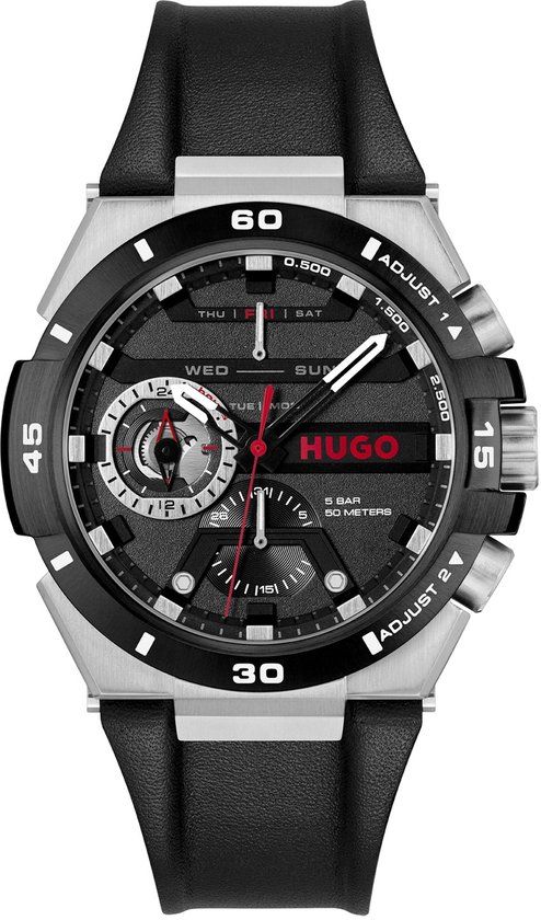 HUGO HU1530336 #WILD Heren Horloge - Zwart/Zilver - 46mm