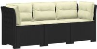 vidaXL 3-zits tuinbank met kussens in rattanlook PP Antracietkleurig