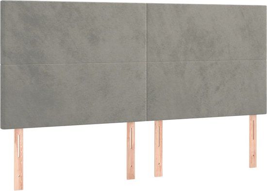 vidaXL Hoofdbord Lichtgrijs Fluweel 200x5x118/128 cm
