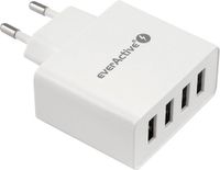 EverActive SC-400 Wandlader USB-Adapter voor Telefoon en Tablet 4xUSB 5A