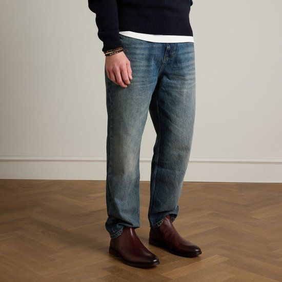 Manfield Heren Bruine Leren Chelsea Boots Maat 45