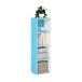 Furinno PASIR Boekenplank, 4-laags moderne boekenplank, open planken, boekenkast 9 x 12 x 42, voor woonkamer, slaapkamer, thuiskantoor, lichtblauw/wit