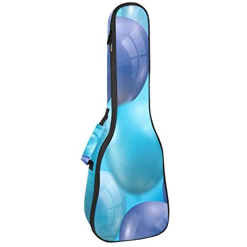 Mersov Concert Ukelele Rugzak, Heavy Duty Ukulele Case Bag met Opslag, Sopraan Concert Tenor Ukelele 10MM Gewatteerde BagBlack SheepsRealistic Blue Ballonnen Patroon