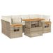 vidaXL 7-delige Loungeset met kussens, poly rattan, acacia, beige