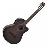 Gear4music Deluxe Single Cutaway Elektro-klassieke Gitaar, Trans Black
