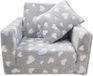 ODOL-PLUSZ Kindvriendelijke opvouwbare pluchen kinderstoel met zitting en ligfunctie – comfortabel kids relaxfauteuil, blauwe harten