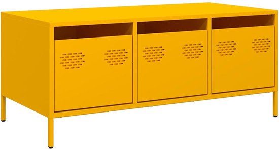 vidaXL Salontafel 101,5x50x43,5 cm koudgewalst staal mosterdgeel