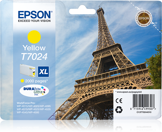 Epson Eiffel Tower Ink Cartridge XL Yellow 2k single pack / geel