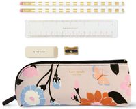 Kate Spade New York etui met schoolbenodigdheden, ritsvak inclusief 2 potloden, puntenslijper, gum en liniaal, bloementuin, S