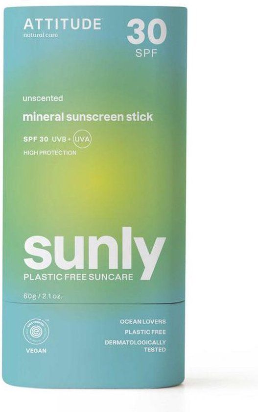 Attitude Sunly zonnebrandstick SPF30 parfumvrij 60 gram