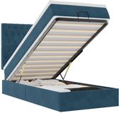 vidaXL Ottomaans bed met matrassen en LED's 80x200cm fluweel donkerblauw