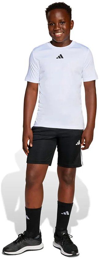 Adidas Train Essentials 3 Stripes Tee Set Wit, Zwart 9-10 Years Jongens, Meisjes