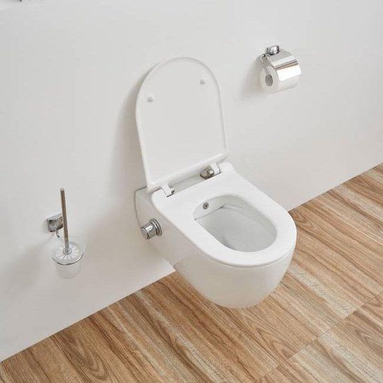 Sanilux Wandcloset - Hangend Toilet Easy Flush Slim met Bidet - Wit