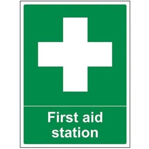 V Safety VSafety 31006BC-S "First Aid Station" Eerste hulp Algemeen Teken, Zelfklevend, Portret, 300 mm x 400 mm, Groen