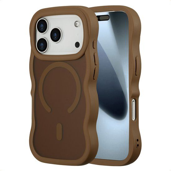 Selencia Wavy Case - Golvend Hoesje geschikt voor Apple iPhone 17 Pro - Mocha Brown