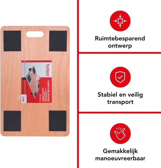 Toolland Meubelroller - 400 kg - 65 x 40 cm - Antislip