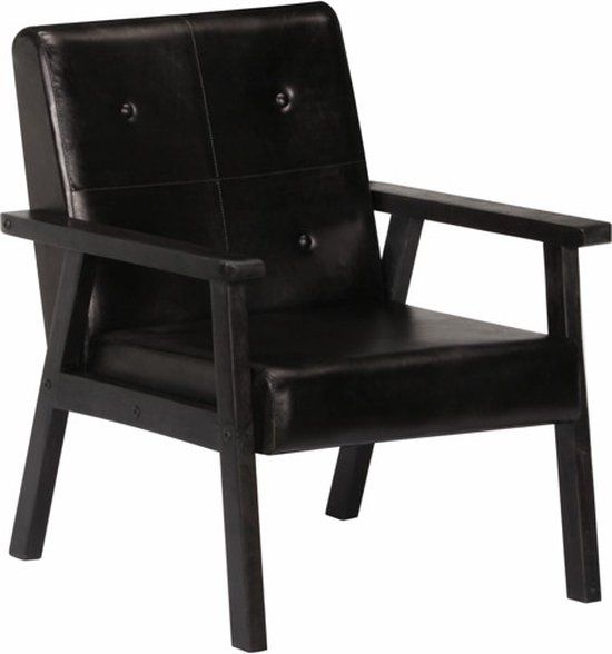 vidaXL Fauteuil Echt Leer Zwart