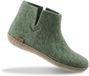 Glerups Hoge Wollen Sloffen Leren Zool Mos Groen
