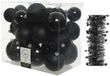 Decoris Kerstversiering kunststof kerstballen 6-8-10 cm - mix mat glans glitter - sterren folieslingers - zwart - 28 stuks