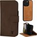 TORRO Housse en cuir nubuck compatible avec iPhone 16 Pro – Étui bumper avec portefeuille magnétique détachable et béquille (compatible avec les chargeurs MagSafe officiels) - Nubuck marron foncé