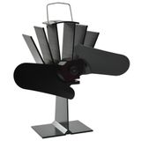 VidaXL Ventilateur de poêle à 2 pales noir Aluminium Plaque de cuisson à gaz 237,8 m³/h